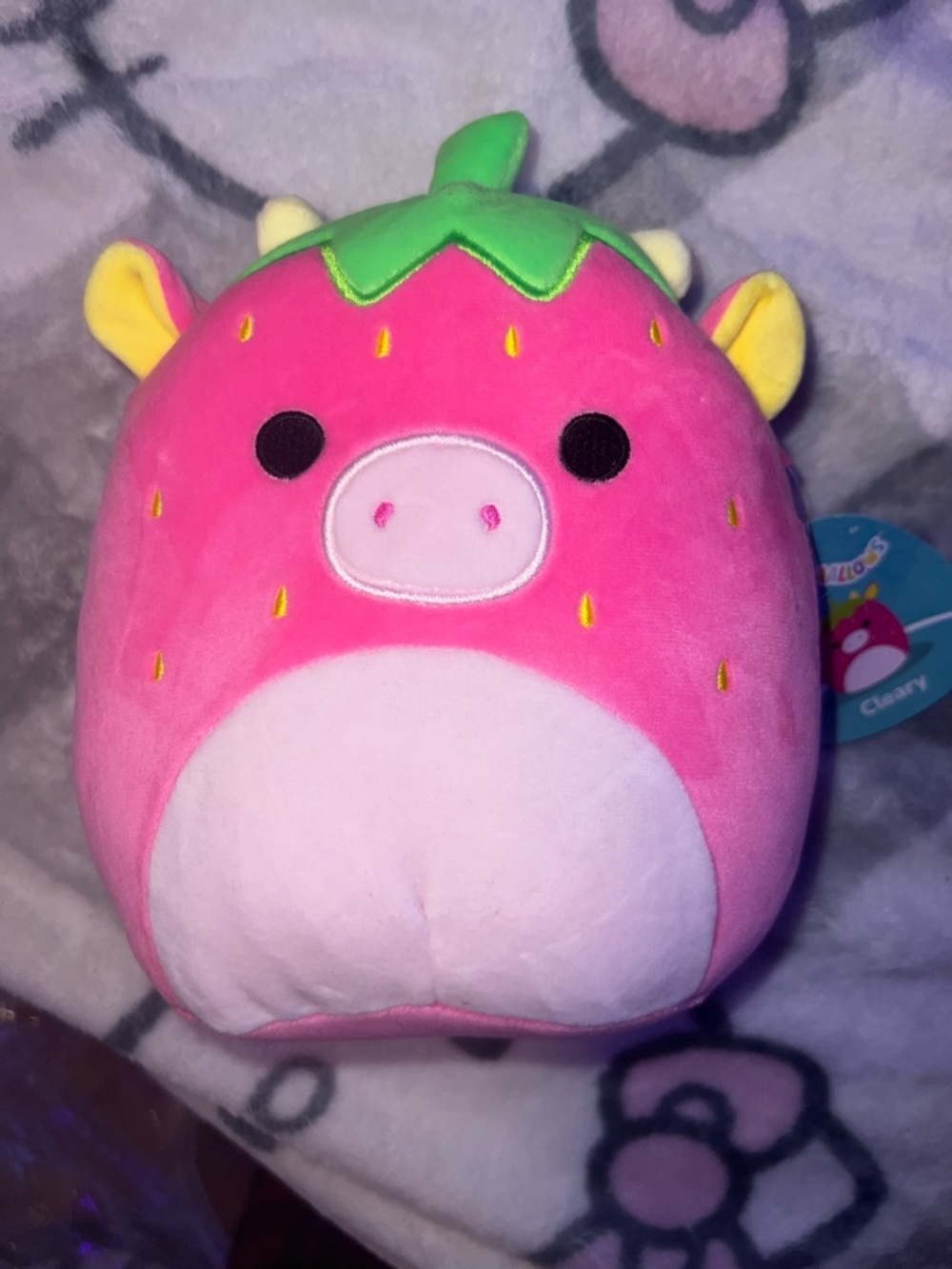 Squishmallows Pink Strawberry Pig Plush with Green Top